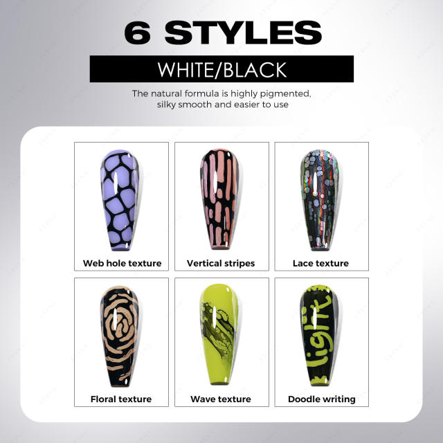 Jting Jingting Art Manicure Set Poke Glue Black and White Basic Gel Nail Polish Factory Wholesale Cross-Border detail 6
