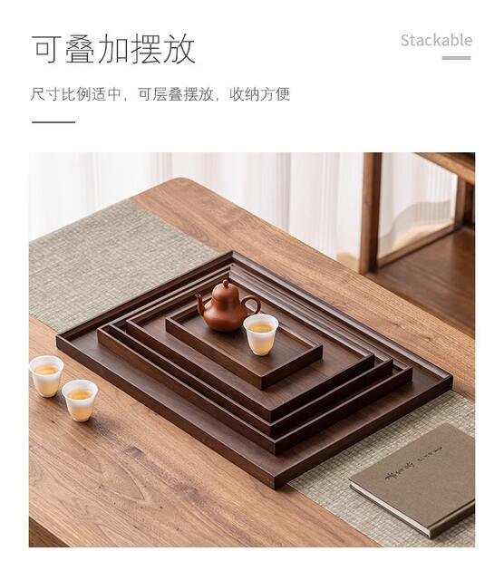 Household Wooden Tea Cup Dinner Plate for Tea Cup Tea Set Storage Plate Encirclement Stove Tea Bamboo Rectangular Tray Tea Tray detail 10