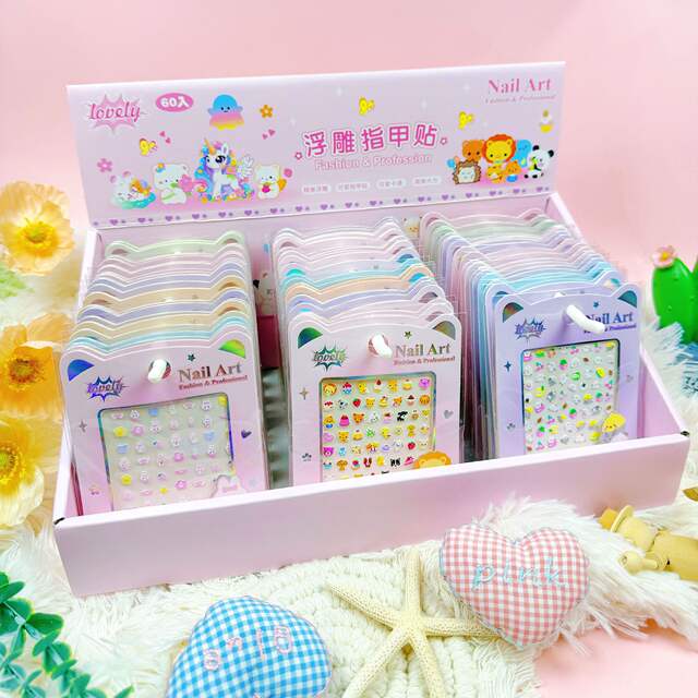 New 3D cartoon cute children's nail stickers waterproof nail stickers uv relief three-dimensional little girl nail stickers