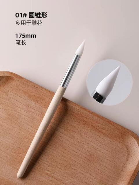 Manicure Tools Silicone Pen Wooden Rod 5 Pack Japanese Multifunctional Silicone Pen Carved Painting Shop Special Wholesale detail 6
