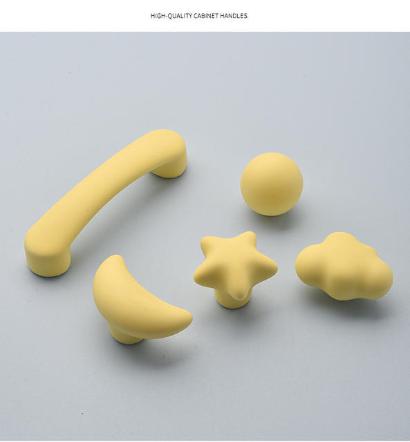 Matte Color Star Cloud Handle Modern Cartoon Children's Room Wardrobe Door Cute Home Anti-Collision Door Handle detail 11