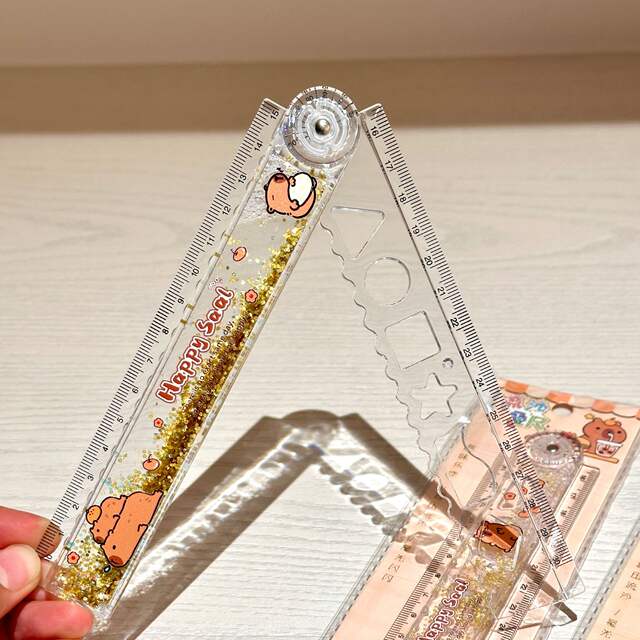 30cm Capybara Folding Ruler Wholesale Capybara Liquid Sand Straight Ruler Student Stationery Exam Drawing Ruler detail 5