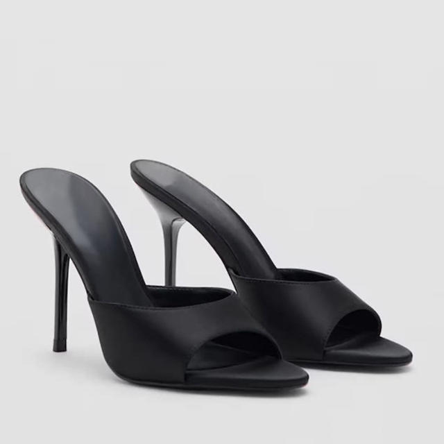 Plus-Size Fashion Simple Solid Color Slip-On High-Heeled Women's Slippers 2026 New Style Sexy Open-Toe Stiletto Shoes detail 2