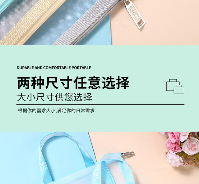 Morandi cartoon cloud A4 file bag transparent nylon gauze portable storage bag detail 12