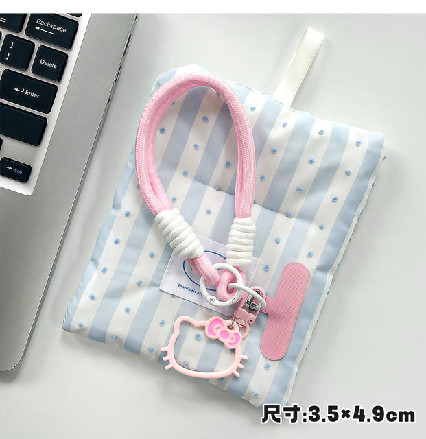 Cross-Border Wholesale Cartoon Kt Cat Phone Strap Girly Heart Bag Pendant Double-Ended Clip Hanging Chain Woven Wrist Strap detail 12
