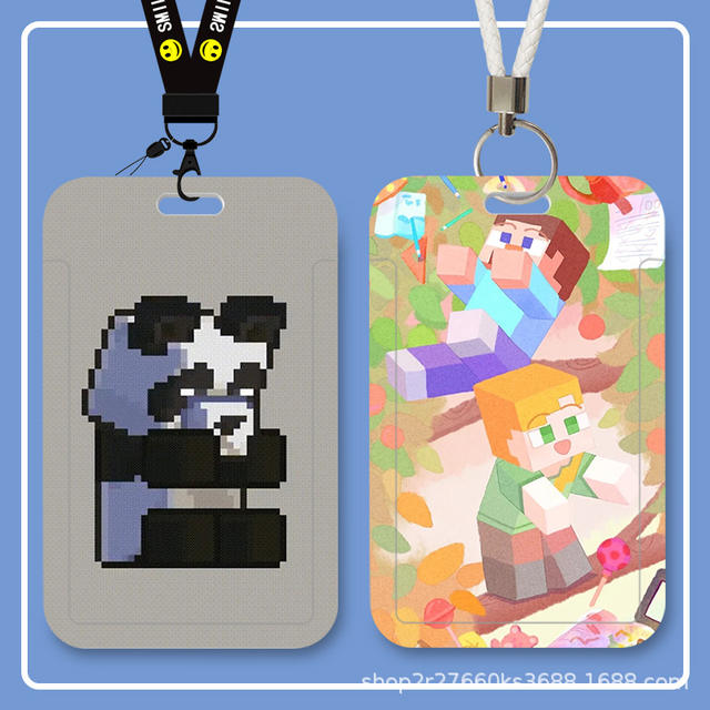 Minecraft Game Student Sliding Rice Bus Card Id Card Protective Cover Access Control Campus Card Holder Storage detail 11