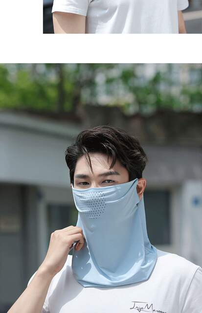 2026 Ice Silk Sun Protection and Windproof Mask for Men, Full Face Cover, Ear-Hanging Veil, Neck Protector, Outdoor Cycling Headscarf detail 11