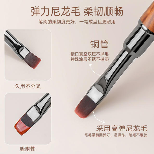 Large Flat Head Sandalwood Phototherapy Pen, Phototherapy Gel Filling Brush, Large Flat Head Round Head Phototherapy Pen for Nail Salons detail 4