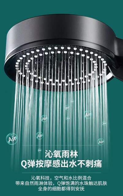 Black Samurai Five-speed Pressurized Shower Shower Head Bathroom Bath Handheld Portable Multifunctional Energy Saving detail 5