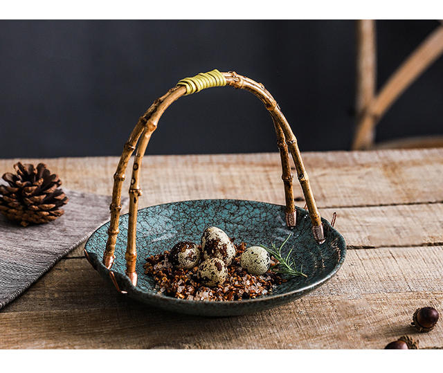 Creative Ceramic Plate Portable Basket Hotel Featured Dinner Plate Fruit Plate Dried Fruit Plate Restaurant Ceramic Plate detail 12
