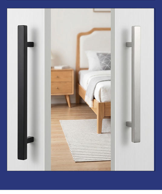 Cross-Border Exclusive Supply of Thickened Cabinet Door Handles, Stainless Steel Square Tube Wardrobe Handles, Light Luxury Minimalist Black Cabinet Handles detail 11