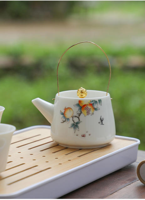 Travel Kung Fu Tea Set, Ceramic Teapot and Teacups, a Complete Set, Portable Outdoor Gift, Practical Gift for Clients detail 8