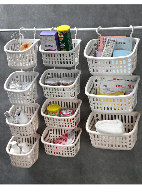 Hangable Storage Basket Bathroom Hanging Basket Dormitory Household Plastic Toilet Wash Multi-functional Stacked Storage Basket detail 7