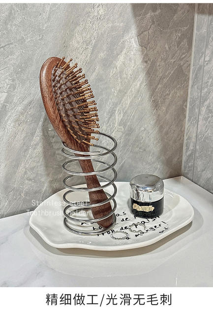 Comb Storage Rack, High-End Makeup Brush Storage Tube, Bathroom Bathroom Sink, Stainless Steel Toothbrush Storage Rack detail 4