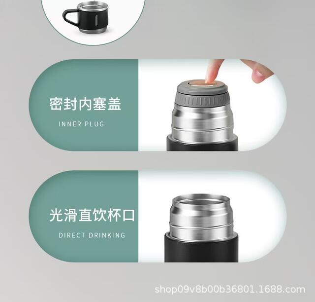 Cross-Border 304 One-Cup Three-Cover Dual-Use Outdoor Stainless Steel Vacuum Insulated Cup Large-Capacity Portable Water Cup All-Steel detail 5
