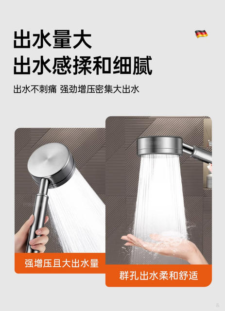 Stainless Steel Dual Turbocharged Shower Head with Super Pressure and Large Water Output, Anti-Fall Shower Head for Bathroom detail 7