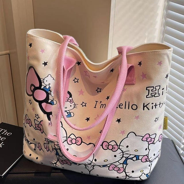 Plaid Rabbit Canvas Bag, Cute and Fresh Style Handbag for Women, Versatile Small Shoulder Bag for Office Workers, Small Tote Bag for Female Students
