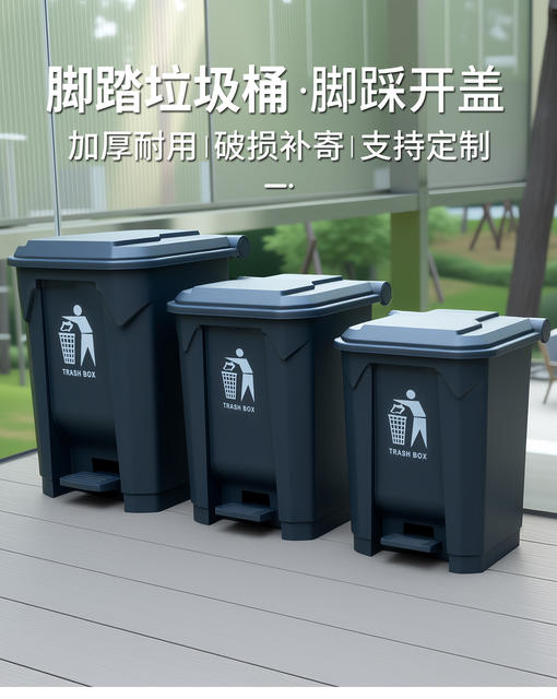 Household Foot-Operated Trash Can, Large Capacity for Kitchen, Outdoor Commercial Use, Large Foot-Operated Bin for Office, Courtyard, and Outdoor Areas detail 1