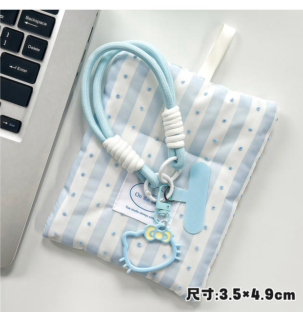 Cross-Border Wholesale Cartoon Kt Cat Phone Strap Girly Heart Bag Pendant Double-Ended Clip Hanging Chain Woven Wrist Strap detail 11