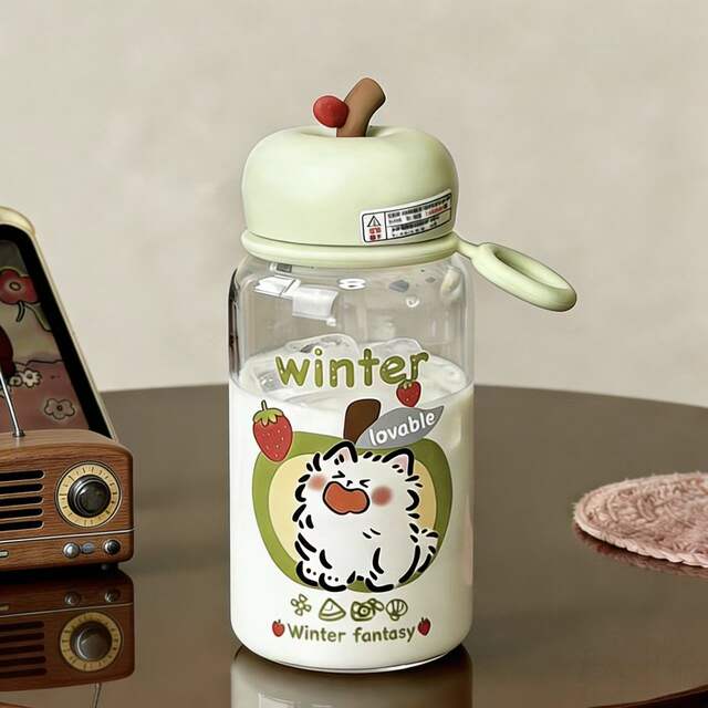New Minimalist Ins-Style Plastic Cup with Pendant for Students, High-Appearance Cartoon Portable Water Bottle for Girls and Children detail 6