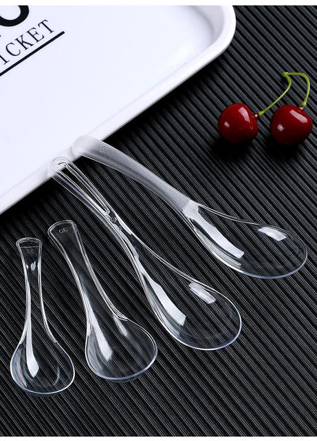Disposable Spoons Individually Packaged Plastic Thickeneded Bibimbap Spoon Transparent Takeaway Commercial Crystal Dessert Spoon Wholesale detail 12