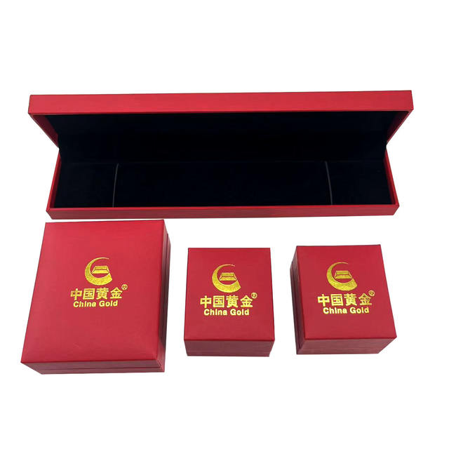 Chinese Gold Leatherette Jewelry Box Ring Box Pendant Box Bracelet Packaging Box Jewelry Box Wholesale in Stock