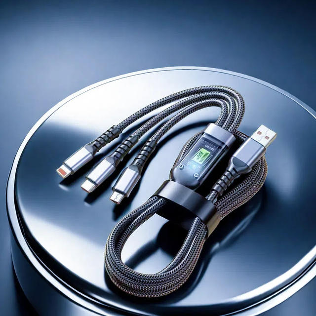 One-To-Three Smart Digital Display Fast Charging Data Cable Typec Display Power Suitable for Oppo Huawei Honor Charging Cable
