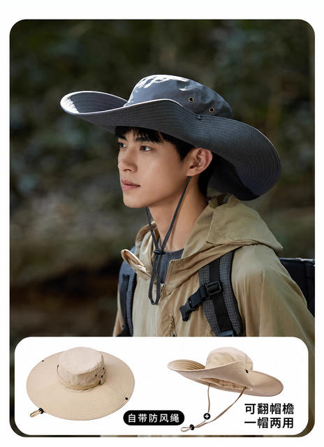 Western Cowboy Hat with Large Brim for Summer, Sun Protection Bucket Hat for Women and Men, Suitable for Outdoor Climbing and Hiking detail 5