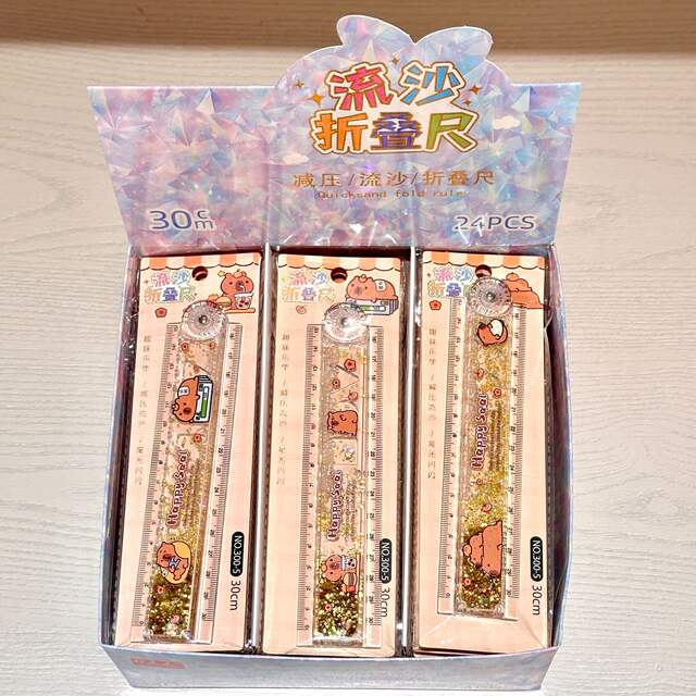 30cm Capybara Folding Ruler Wholesale Capybara Liquid Sand Straight Ruler Student Stationery Exam Drawing Ruler detail 3