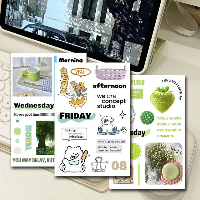 7 Pieces of 10*15cm Film-cut Stickers Korean ins Collage Material Weekly Record Diary Decoration Cross-border Wholesale detail 10