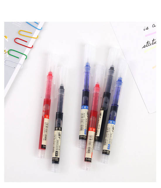 Quick-drying straight-liquid ballpoint pen 0.5mm red and black gel pen office supplies water pen signature pen stationery detail 3