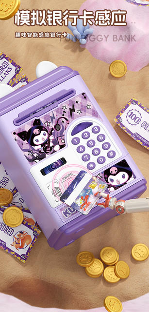 Cross-Border Children's Piggy Bank with Automatic Money Rolling, Fingerprint Password Lock, Electric Sound and Light Simulation, Smart Deposit Machine detail 5