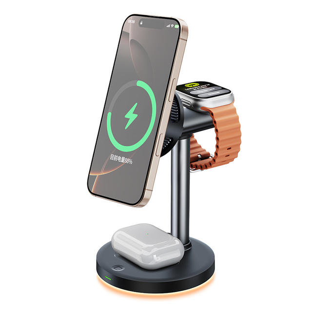 Qi2.2 25W Ice Magnetic Cooling Mobile Phone Wireless Charger Cross-Border New Product Vertical Three-In-One Magnetic Wireless Charger
