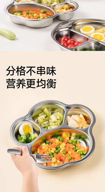 Rushan 316L Stainless Steel Dinner Plate Food-Grade Divided Plate for Boys and Girls, Children's Household Dining Plate, Baby Tableware detail 5
