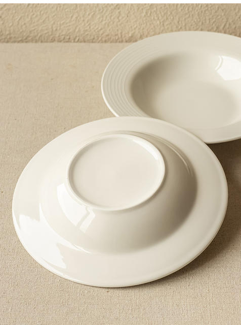 Preferential High-value Embossed Straw Hat Plate Solid Color Ceramic Plate Western-style Pasta Plate Dessert Plate Household Tableware Dish detail 7