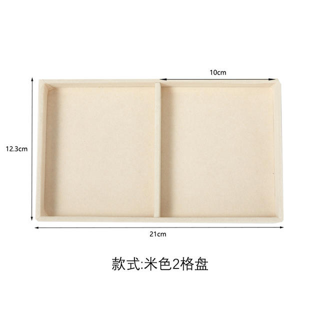 Beige jewelry tray jewelry box storage box ear studs earrings drawer flannel plate detail 4