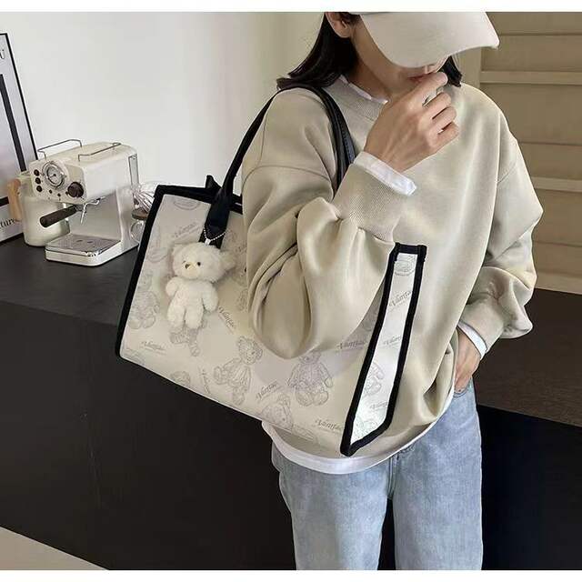 Canvas Big Bag 2024 New Tote Underarm Bag Fashion Commuter Handbag Large Capacity Outgoing Mummy Bag detail 6