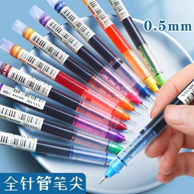 12-Color Direct Liquid Rollerball Pen, 0.5mm Large Capacity Multi-Color Quick-Drying Direct Liquid Gel Pen, Smooth Writing detail 6