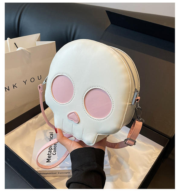 New Funny Skull Bag, Personalized and Interesting Crossbody Bag, Fashionable Contrasting Color Niche Design Shoulder Bag, Cross-Border Women's Bag detail 1