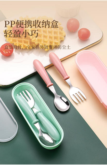 304 children's tableware suit stainless steel baby eating spoon children's tableware fork spoon fork detail 8