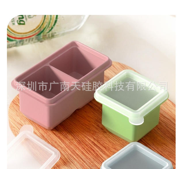 Cross-Border Children's Silicone Mold Square Ice Tray Household Food Preservation Box Frozen Tray Cross-Border Factory in Stock detail 9