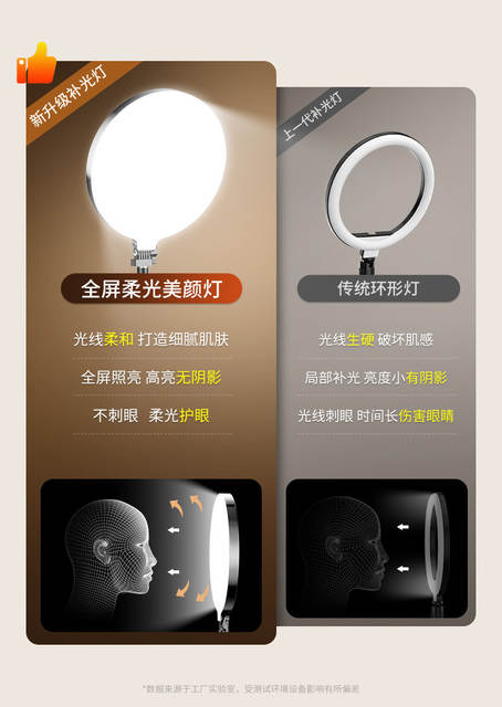 【Full-Screen Fill Light】Mobile Phone Live Streaming Stand with Dual Camera Positions and Fill Light, Complete Set of Equipment for Mobile Phone Live Streaming Shooting Three detail 5