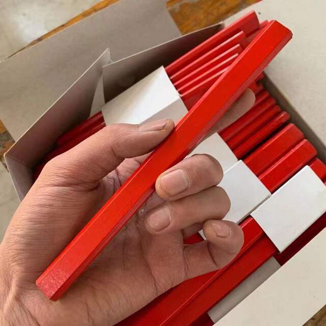 Woodworking Pencil Site Special Marking Work Special Flat Head Pen Wood Black Octagonal Red Square Line High Color Value detail 5