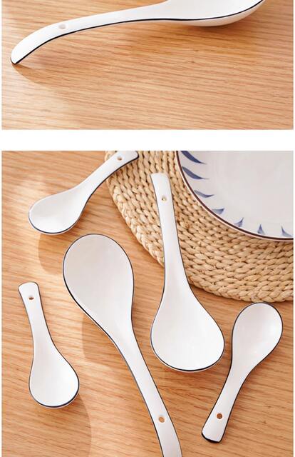 Ceramic Spoon for Home Use, Long-Handled Soup Spoon, Special Tableware for Serving Porridge, Kitchen Large Soup Spoon detail 12