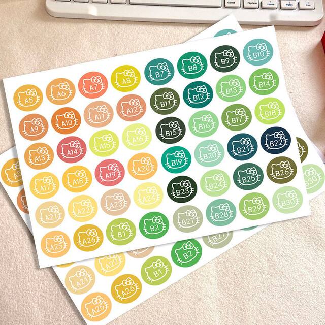 221-Color Kt Cat Pixel-Style Mard Square Handmade Waterproof Laminated Cute Fusion Bean Stickers with Color Code Stickers detail 9