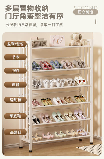 Simple Shoe Rack for Home Use, Multi-Layer Wall-Mounted Shoe Storage Rack for Dormitory, Easy Entryway White Iron Storage Rack detail 4