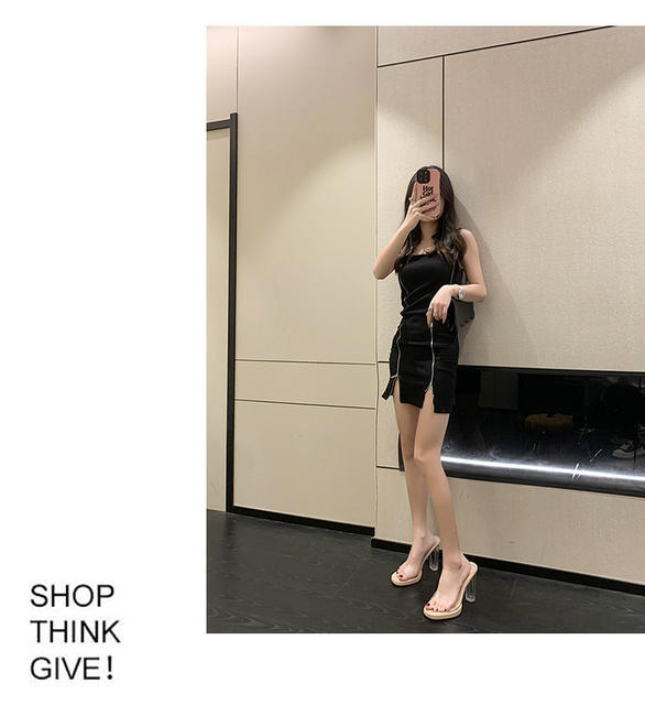 2024 summer foreign trade large size transparent crystal high heels women's new rhinestone outside wear sandals European and American pu net red detail 12