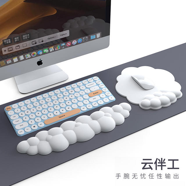 Cross-Border Silicone Mouse Pad, Solid Color Mat, Keyboard Wrist Rest, Integrated Leather Cloud Hand Pillow, Waterproof Mouse Pad detail 4