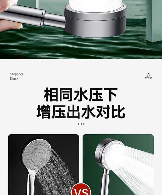 304 Stainless Steel Twin-Turbo Shower Head with Super Pressure and Large Water Output for Bathroom Shower and Bath Heater, Anti-Fall detail 7