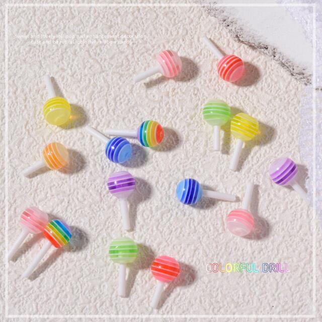 Nail Art Candy Decoration Mini Color Stripe Lollipop Nail Sticker Jewelry Handmade DIY Material Accessories detail 6